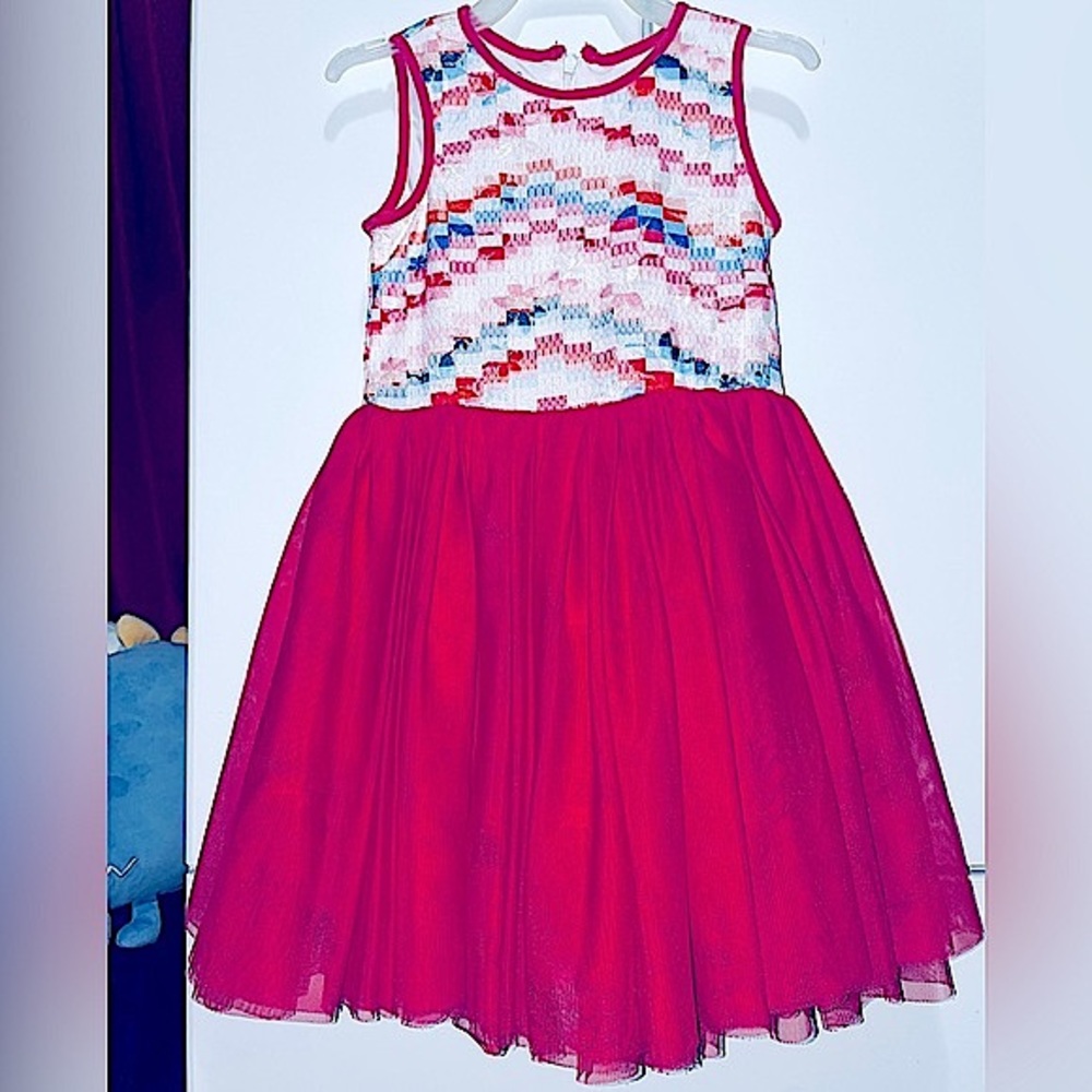PIPPA & JULIE hot pink embroidered dress with tulle skirt